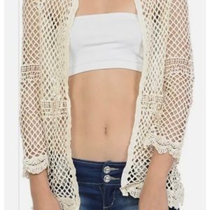 Ivory Crochet Cardigan Jacket O/S kimono top new